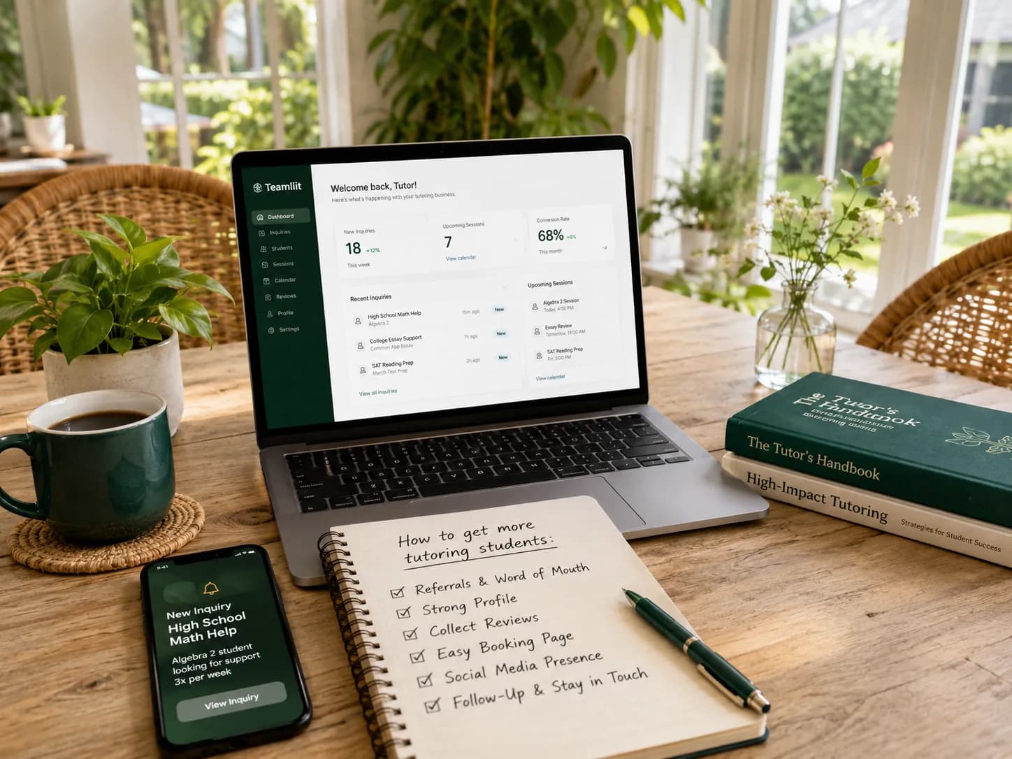 A tutor's growing schedule filling up with new student bookings