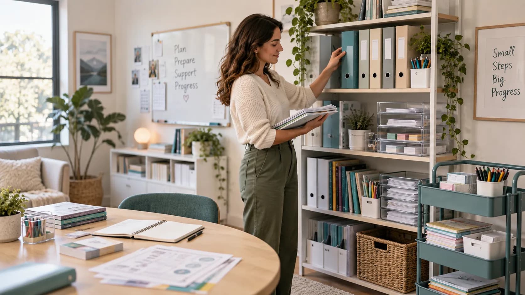 A tutor's teaching materials gathered into one place: worksheets, a past paper, a board screenshot and a lesson recording